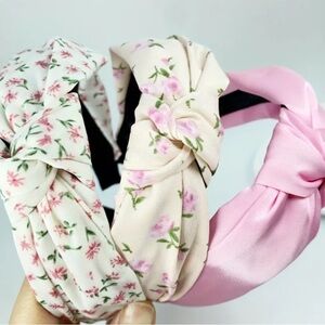 Floral and Pink Knotted Headband Set